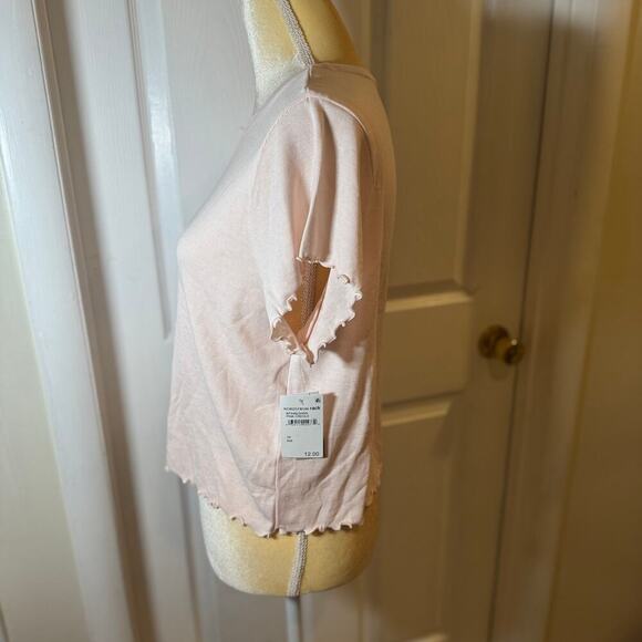 NWT BP Ribbed Baby Cropped Short Sleeve T-shirt In Pink Creole Size 2X - Picture 4 of 10